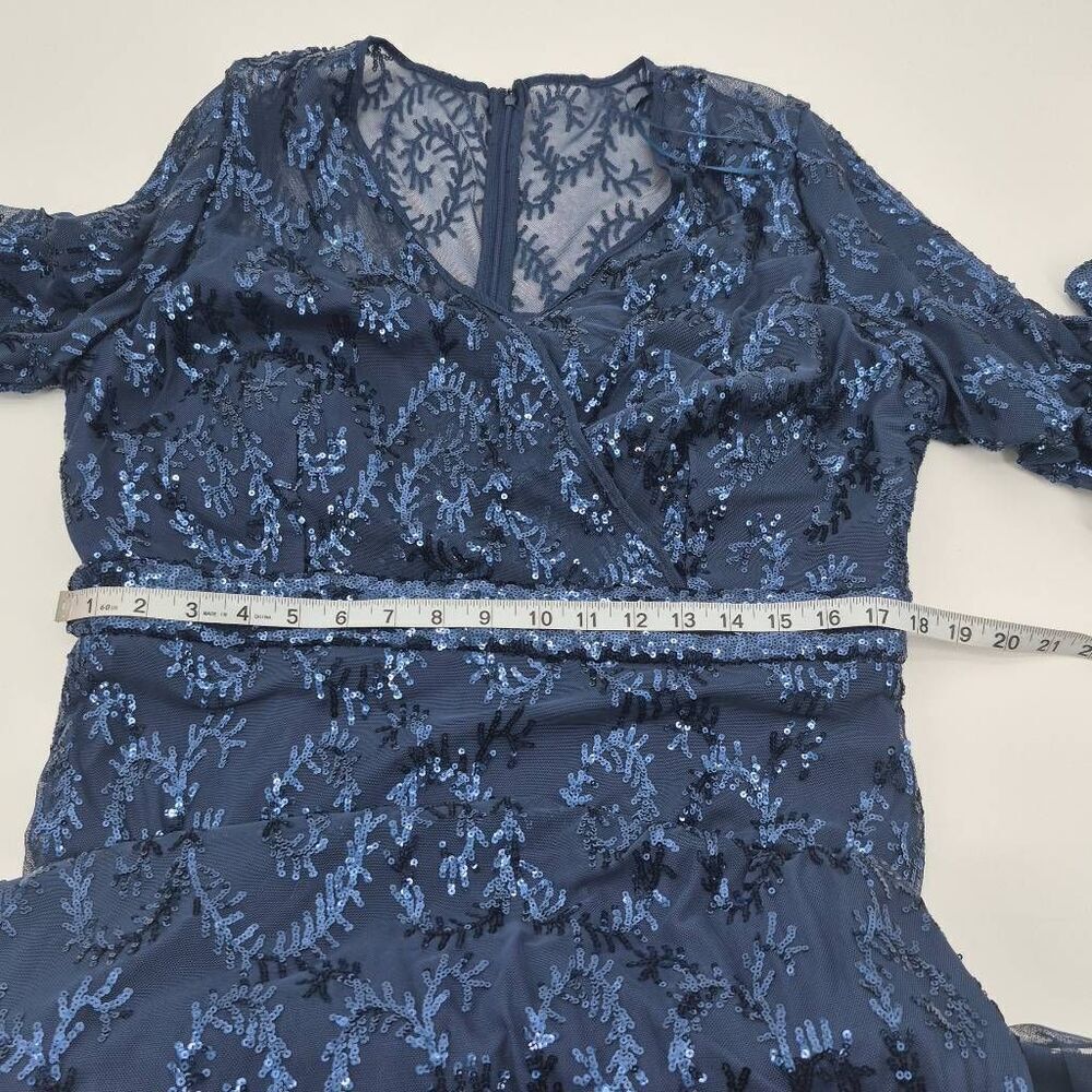 R & M Richards Embellished Sequined Evening Gown Size 14 Navy Blue - Picture 10 of 14